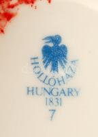 Hollóházi virágmintás porcelán mokkás készlet, jelzett