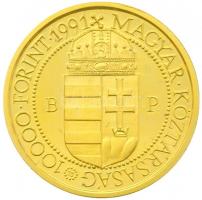 1991. 10.000Ft Au "II.János Pál pápa látogatása" (7,1g/0.986) T:PP Tanúsítvánnyal eredeti ...