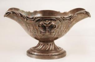 Ezüstözött szószos tál, alpakka, jelzés nélkül, m:12 cm, h:25 cm