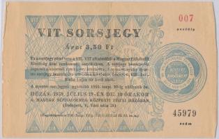 Budapest 1959. VIT sorsjegy 3,5Ft T:III