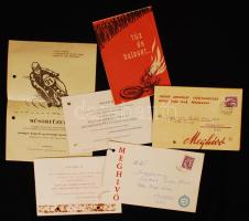 1960-1962 6 db motoros témájú nyomtatvány: meghívók, tűz- és balesetvédelmi tájékoztató, programfüzet.