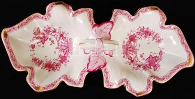 Herendi Indai kosár (Fleur des Indes) mintájú füles kínáló, kézzel festett, jelzett, hibátlan, 46×23...