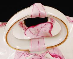 Herendi Indai kosár (Fleur des Indes) mintájú füles kínáló, kézzel festett, jelzett, hibátlan, 46×23...