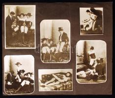 13 db pornó fotó (7 eredeti, 6 reprodukció), kartonra ragasztva, 6x9 és 8x12 cm közötti méretekben / 13 porn photos