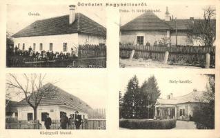 Nagybélic, Óvoda, posta, körjegyzői hivatal, Birly-kastély; kiadja Basofszky fényképész / kindergarten, post office, Birly's castle (EB)