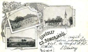 1899 Somorja, Szegények menháza, tüzérségi laktanya / shelter house, artillery barracks; floral