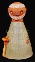 Kiss Roóz Ilona (1920-2010): Öregapó. Festett mázas kerámia, hibátlan, jelzett, m:13 cm