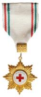 1981. "100 éves a Magyar Vöröskereszt" aranyozott, zománcozott kitüntetés mellszalagon nem eredeti tokban T:1-,2 Hungary 1981. "100 Years - Hungarian Red Cross" gilt, enamelled decoration with ribbon in not original case C:AU,XF