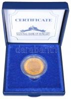 1991. 10.000Ft Au "II. János Pál pápa látogatása" tanúsítvánnyal eredeti dísztokban(7,1g/0...