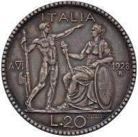 Olaszország 1928R 20L Ag "III. Viktor Emánuel" Róma (15.02g) T:2- apró ph.
Italy 1928R 20 ...