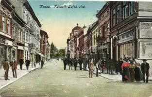 Kassa, Kossuth Lajos utca, Heilman Henrik üzlete / street, shop, vissza So. Stpl (fa)