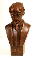 Csíkszentmihályi Róbert (1940-): Ady Endre. Patinázott műgyanta, jelzett, m:24 cm
