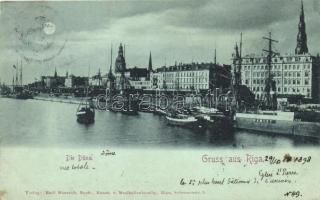 1898 Riga, Düna / Daugava River, ships, port (EK)