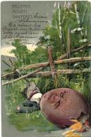 Easter, Humpty Dumpty, Serie 3321. Emb. litho (wet damage)