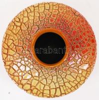 Zsolnay repesztett mázas váza, jelzett, apró lepattanásokkal, m:10 cm, d:16 cm