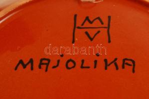 2 db hortobágyi népi mintás fazekas fali tányér, hibátlan, jelzett, d: 31 cm