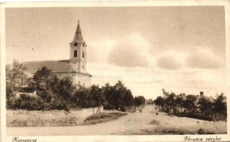 Kemence, Fő utca, templom, kiadja Hangya (EK)