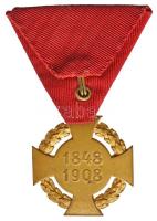 1908. "Polgári Jubileumi Kereszt" aranyozott bronz kitüntetés mellszalagon T:2,2-
Hungary ...