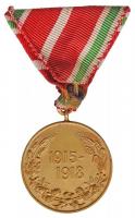 Bulgária 1933. "Háborús emlékmedál 1915-1918" aranyozott fém kitüntetés mellszalagon T:2
B...
