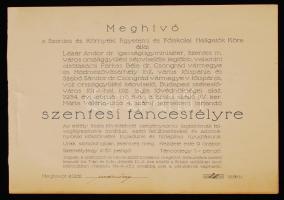 1934 Bp., 21. sz. meghívó a Szentes és Környéki Egyetemi és Főiskolai Hallgatók körének táncestélyére. A rendezvény védnökeinek és a szervezők névsorával.
