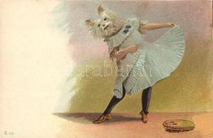 Dancing dog lady litho (fl)