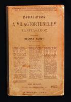 Helmár Ágost: Iskolai atlasz a világtörténelem tanításához. Bp. - Pozsony, 1890, Stampfel Károly. Papírkötésben, a borító kicsit kopott és helyenként szakadozott, a kötés némileg meglazult.