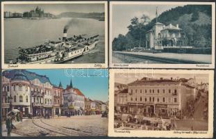16 db régi városképes lap a történelmi Magyarország területéről / 16 mixed pre-1945 Hungarian town view postcards