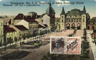Temesvár, Úri utca, vasútállomás, villamos / street, railway station, tram (EK)