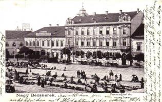 Nagybecskerek, Ferenc József tér, piac, Vendéglő és Fogadó a Magyar Királyhoz / square, market place, hotel and restaurant (b)