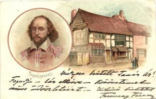 Stratford-upon-Avon, Shakespeare birth place, litho (EK)