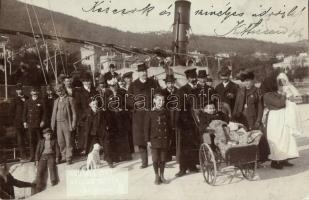 1903 Abbazia, Molo, ship departure, photo