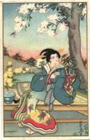 Japanese Geisha, Art Deco Postcard, Ballerini & Fratini 290. s: Chiostri (Rb)