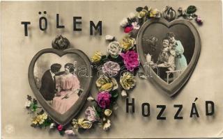Love greeting card, couple, flowers (EK)