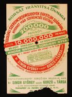 cca 1935 Mechanikus sorsjegy, Dr. Simon György. Sérült
