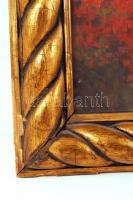 Gergely Imre (1868-1957): Virágárus. Olaj, fa lemez, jelzett, üvegezett antik keretben, 42×31 cm