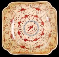 Zsolnay antik gyümölcsöstál, kézzel festett, hibátlan, jelzett (TJM, cca 1880), formaszám:675, 22×23...