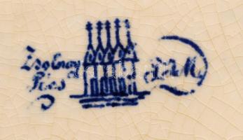 Zsolnay antik gyümölcsöstál, kézzel festett, hibátlan, jelzett (TJM, cca 1880), formaszám:675, 22×23...