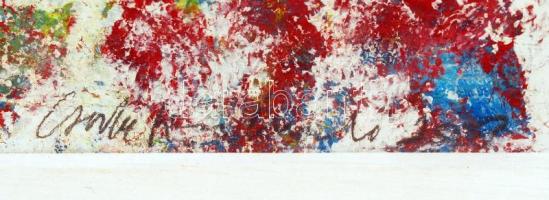 Csorba Simon László (1943-): Cím nélkül (Prézlinek szeretettel). Akril-vegyes technika, karton, háto...