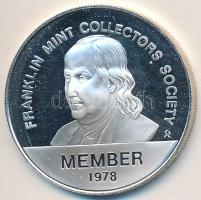 Amerikai Egyesült Államok 1978. "(Franklin Mint) Éremgyűjtő Egyesület" Ag emlékérem (6.92g...