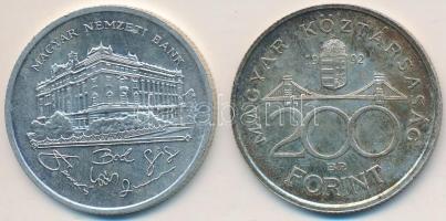 1992. 200Ft Ag "MNB" (2x) T:2,2- Adamo F13