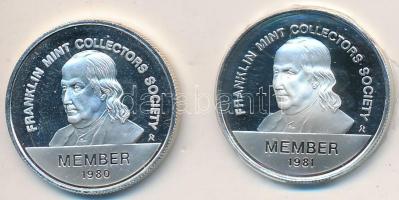 Amerikai Egyesült Államok 1980-1981. "(Franklin Mint) Éremgyűjtő Egyesület" (2x) Ag emléké...