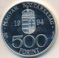 1994. 500Ft Ag "Integráció az EU-ba / Halászbástya" eredeti "MNB" dísztokban, tanúsítvánnyal T:PP