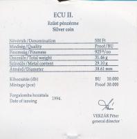 1994. 500Ft Ag "Integráció az EU-ba / Halászbástya" eredeti "MNB" dísztokban, ta...