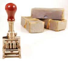 3 db dátum bélyegző, fém, eredeti dobozukban, m:13,5 cm (3×)