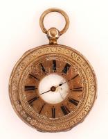 cca 1880 Ancre Ligne Droite kulcsos, duplafedeles ezüst zsebóra, szép állapotban, de üveg nélkül, Külső órafedelén is számlapjelzéssel, mely zárt állapotban is mutatja az időt /  cca 1880 Silver with key mechanics, without glass,