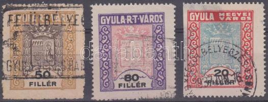 1927-1933 3 db Gyula városi illetékbélyeg
