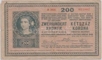 1918. 200K "A 2026" sima hátlappal, hátlapon "ZIRCVIDÉKI TAKARÉKPÉNZTÁR" felülbélyegzéssel T:III-