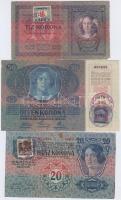 1904. 10K + 1913. 20K + 1914. 50K mindegyik horvát bélyeggel és bélyegzéssel T:III,III-