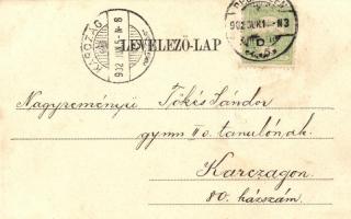 Debrecen, Zenede, ifj. Áron Manó és Horogh Józef kereskedései, piac; kiadja Pongrácz Géza