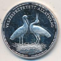 1992. 200Ft Ag "Veszélyeztetett állatvilág-gólya" tokban tanúsítvánnyal T:PP ujjlenyomatos...